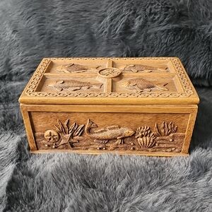 Handcrafted Wooden Jewlery Fish Motif Box